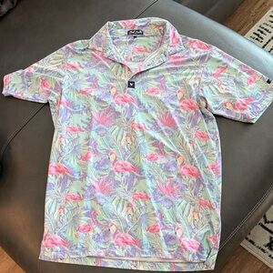 Bad Birdie Vibrant Flamingo Polo Shirt